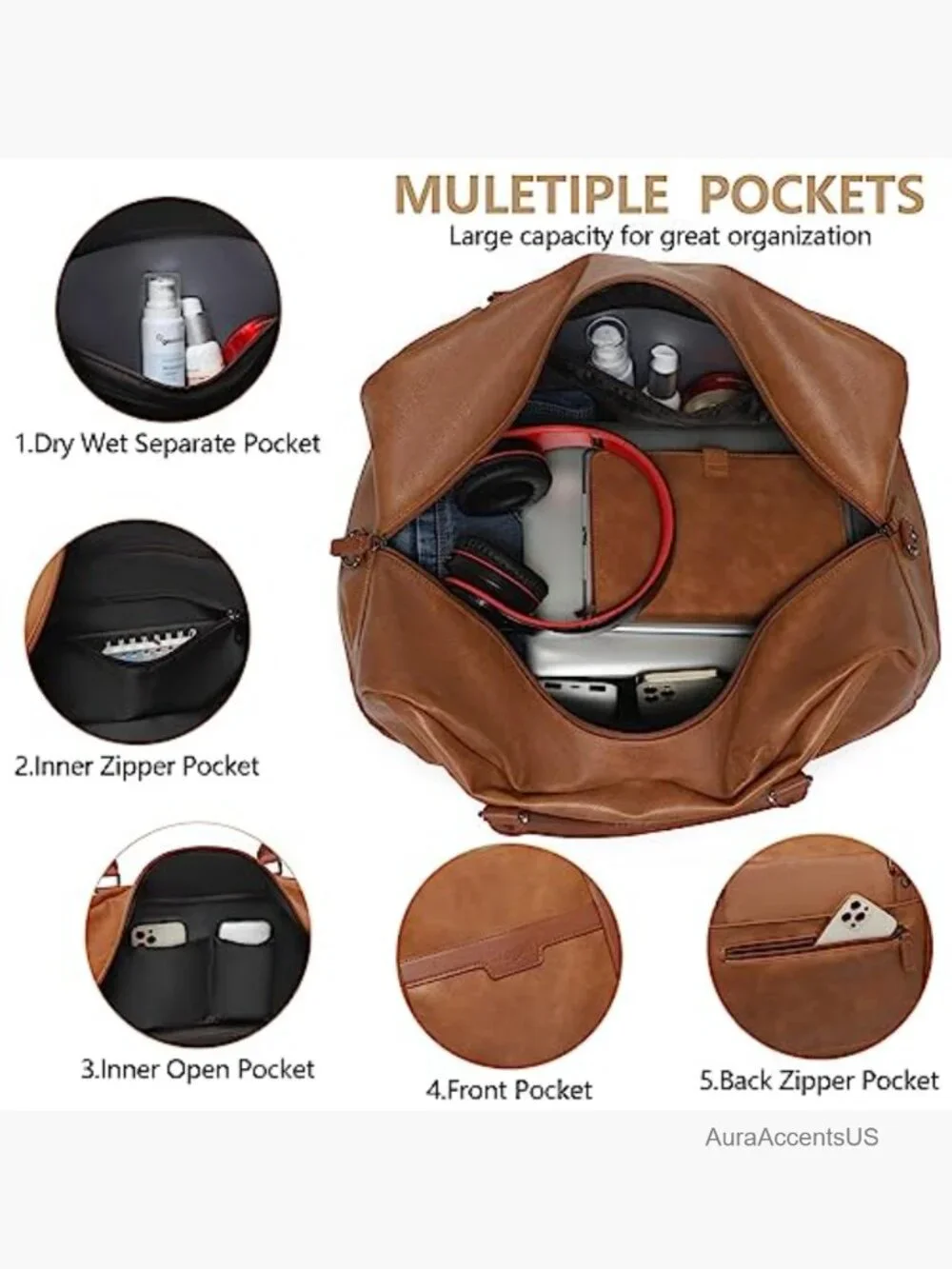 Large Overnight Travel Duffel Bag with Shoe Compartment Carry On 21